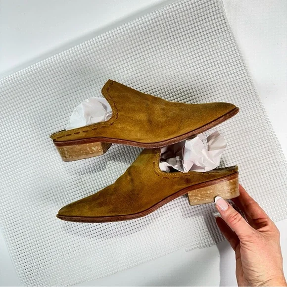 Matt Bernson Suede Mule Pointed Toe Slip On Tan Size 7.5 - Picture 3 of 10